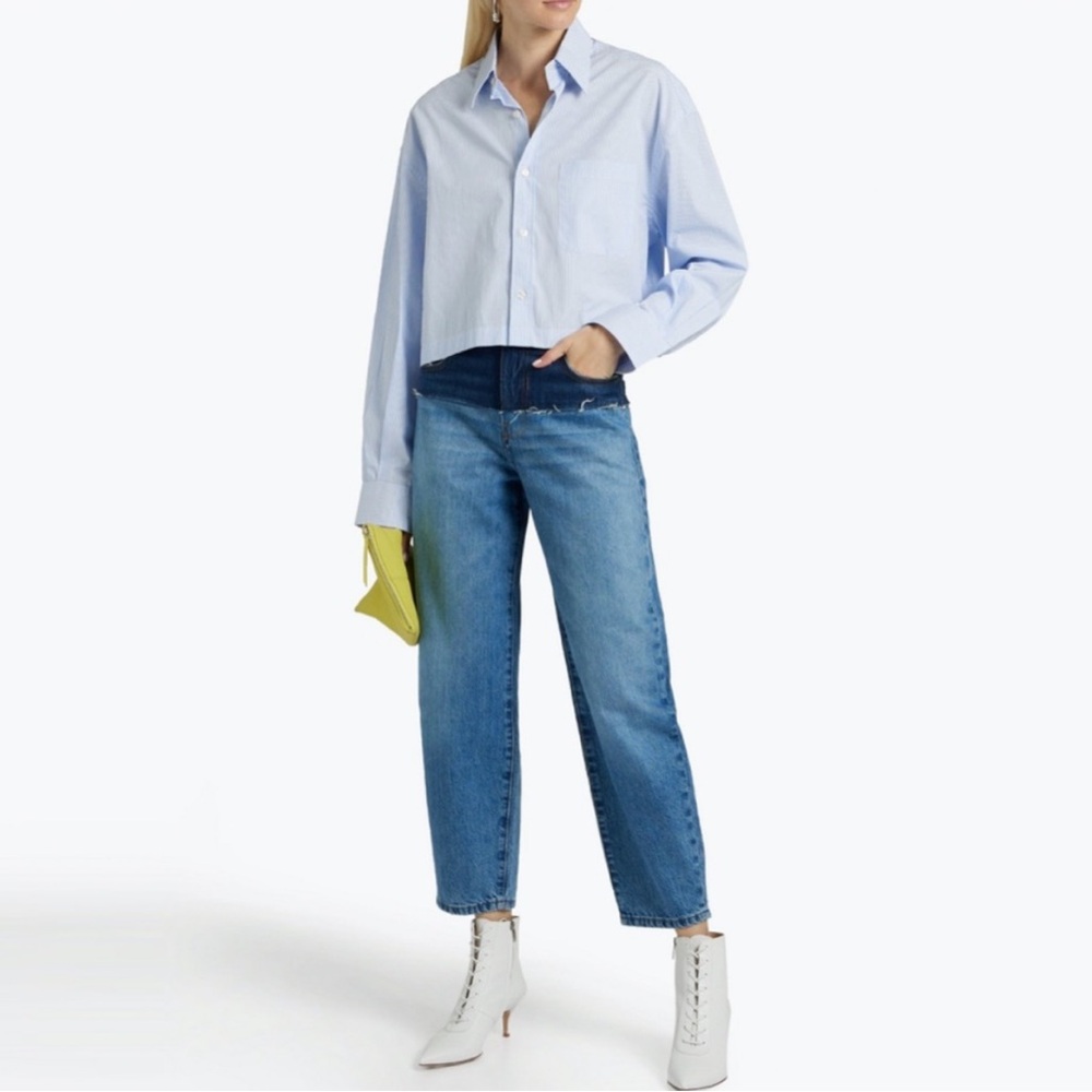 Frame Ultra High Rise Barrel Leg Jeans in Indigo Ombre